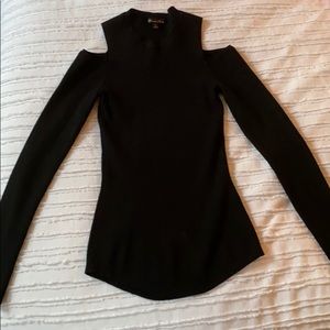 Minnie Rose Open Shoulder Black Sweater